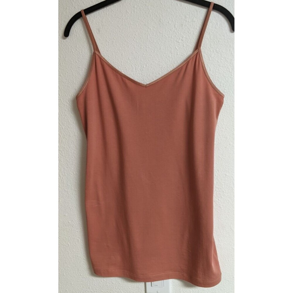 Cabi # 5067 V-Neck Cami Top in Light Rust Cotton Blend Spaghetti Strap Size Med